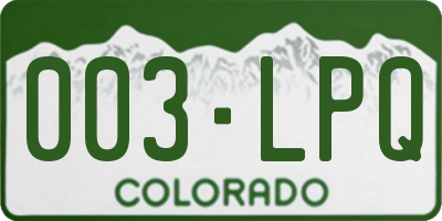 CO license plate 003LPQ