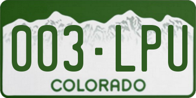 CO license plate 003LPU