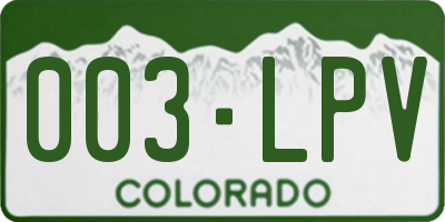CO license plate 003LPV