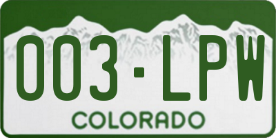 CO license plate 003LPW