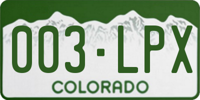 CO license plate 003LPX