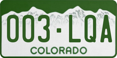 CO license plate 003LQA