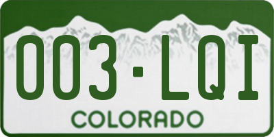 CO license plate 003LQI