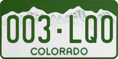 CO license plate 003LQO