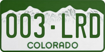 CO license plate 003LRD