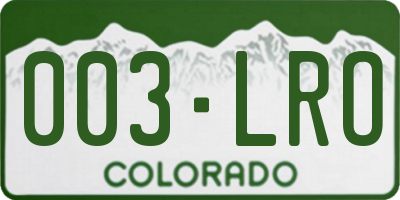 CO license plate 003LRO