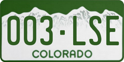 CO license plate 003LSE