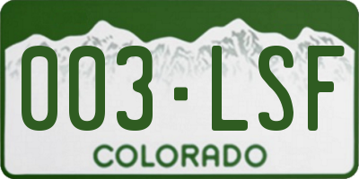 CO license plate 003LSF