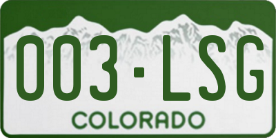CO license plate 003LSG