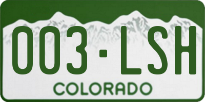 CO license plate 003LSH