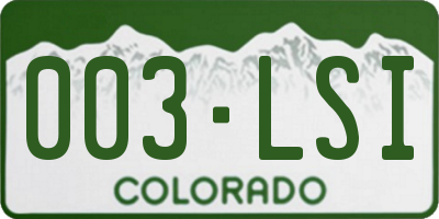 CO license plate 003LSI