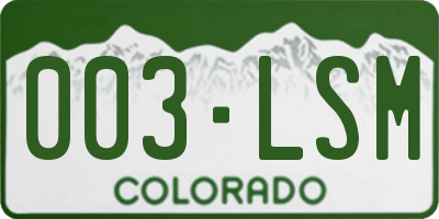 CO license plate 003LSM