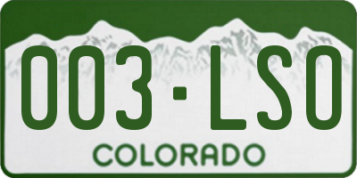 CO license plate 003LSO