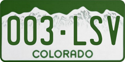 CO license plate 003LSV