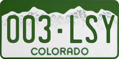 CO license plate 003LSY