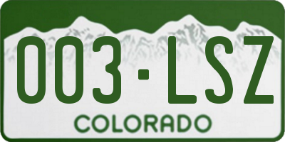 CO license plate 003LSZ
