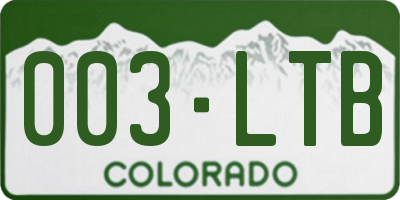 CO license plate 003LTB