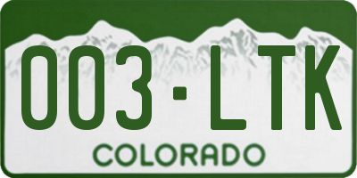 CO license plate 003LTK
