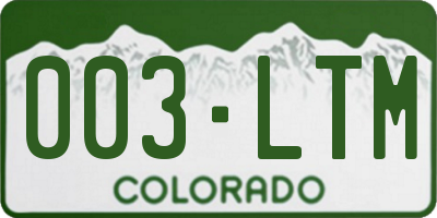 CO license plate 003LTM