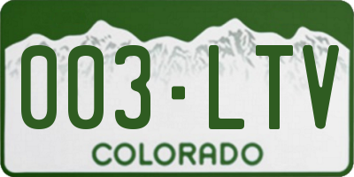 CO license plate 003LTV