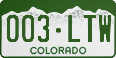 CO license plate 003LTW