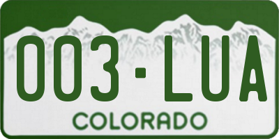 CO license plate 003LUA