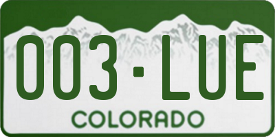 CO license plate 003LUE
