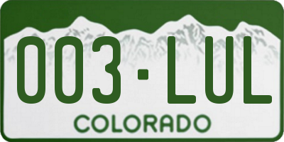 CO license plate 003LUL