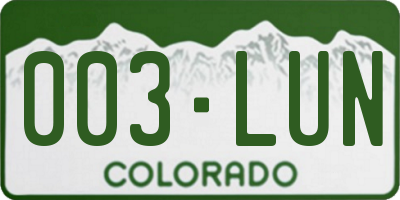CO license plate 003LUN