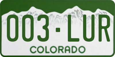 CO license plate 003LUR