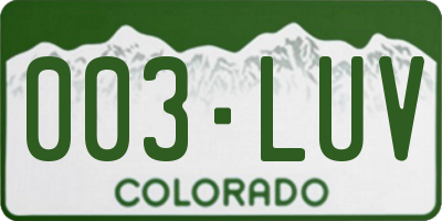 CO license plate 003LUV