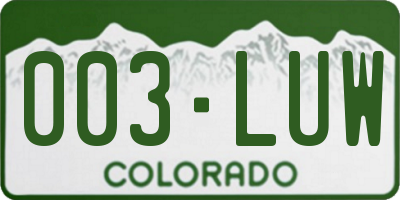 CO license plate 003LUW