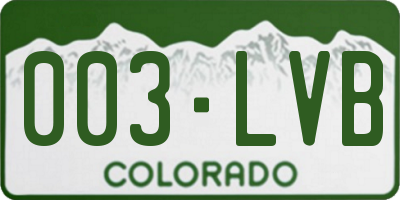 CO license plate 003LVB