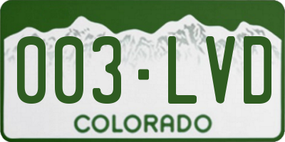 CO license plate 003LVD