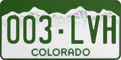 CO license plate 003LVH