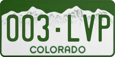 CO license plate 003LVP