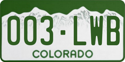 CO license plate 003LWB