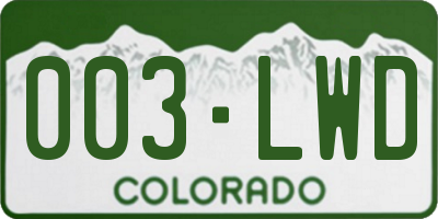 CO license plate 003LWD