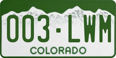 CO license plate 003LWM