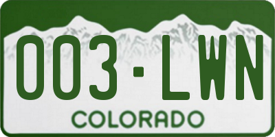 CO license plate 003LWN