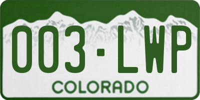 CO license plate 003LWP