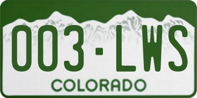 CO license plate 003LWS