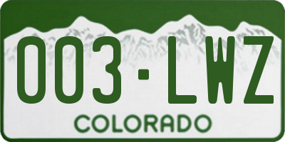 CO license plate 003LWZ