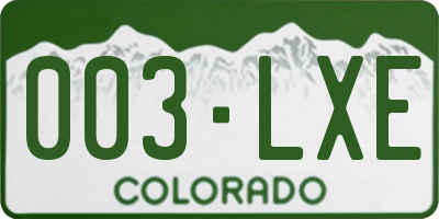CO license plate 003LXE