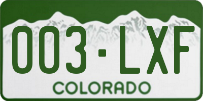 CO license plate 003LXF