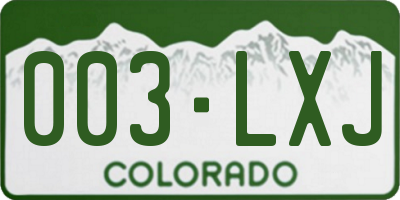 CO license plate 003LXJ