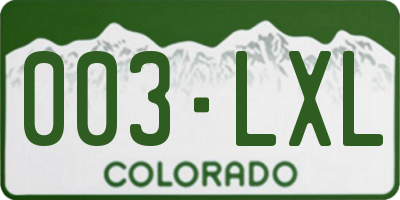 CO license plate 003LXL