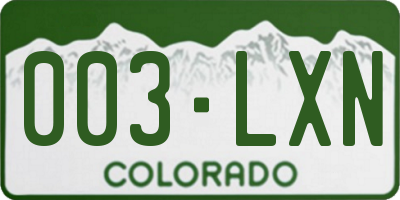 CO license plate 003LXN