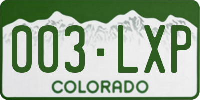 CO license plate 003LXP