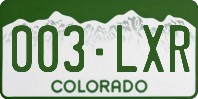 CO license plate 003LXR
